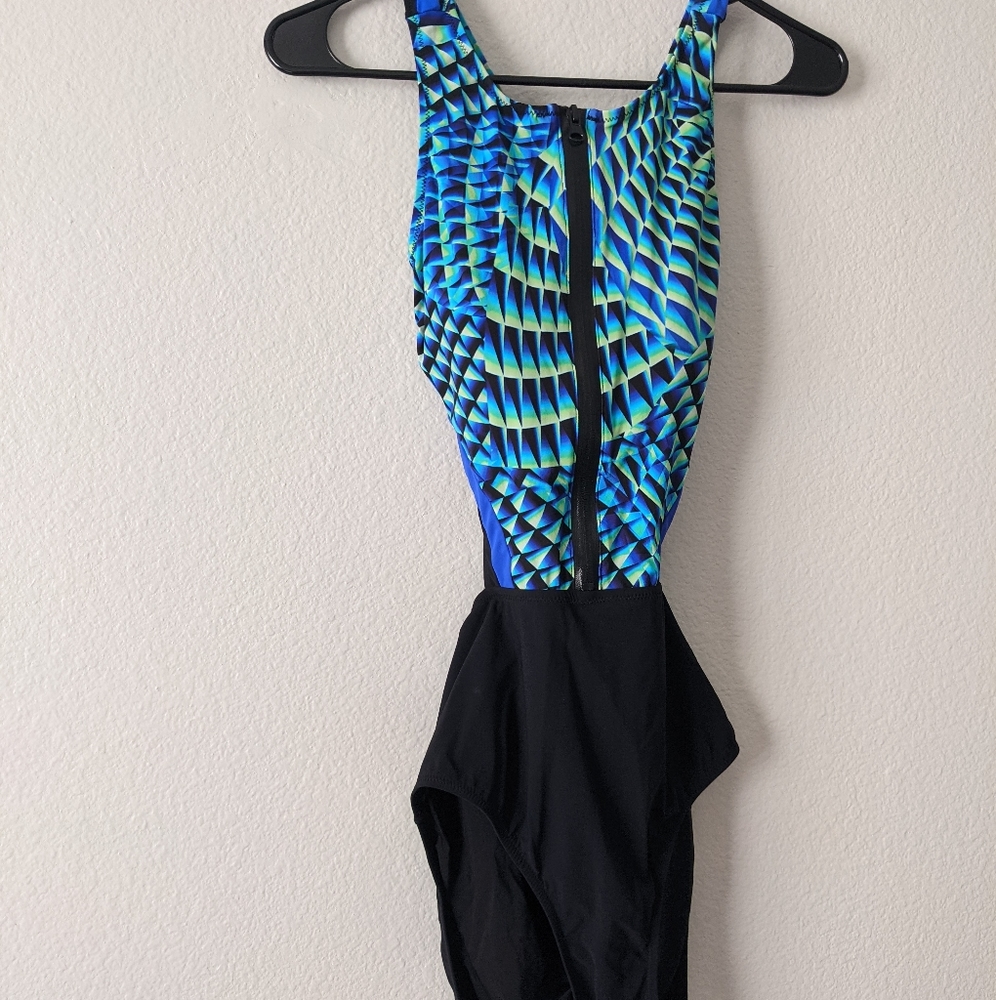 One Piece Zip Front Swimsuit